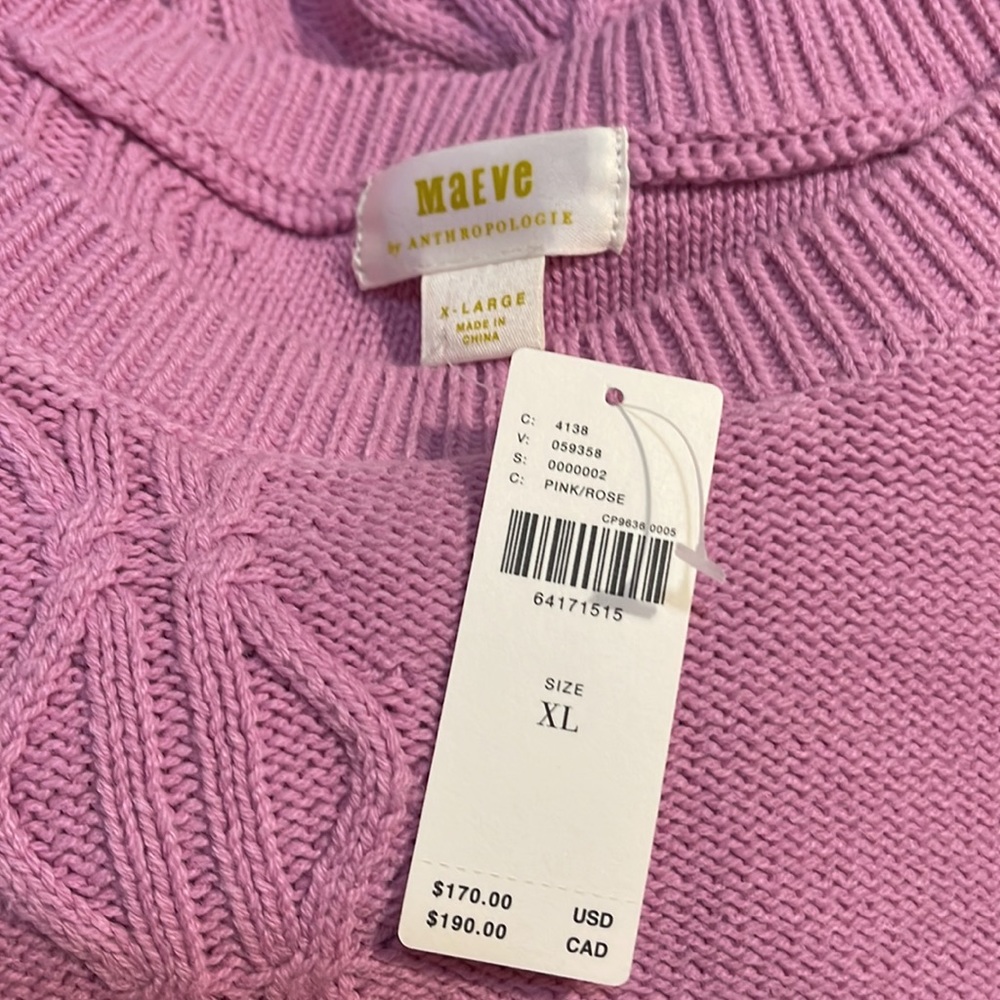 One LEFT! Anthropologie Maeve Cable-Knit Sweater Set Size XL NWT - Picture 7 of 10